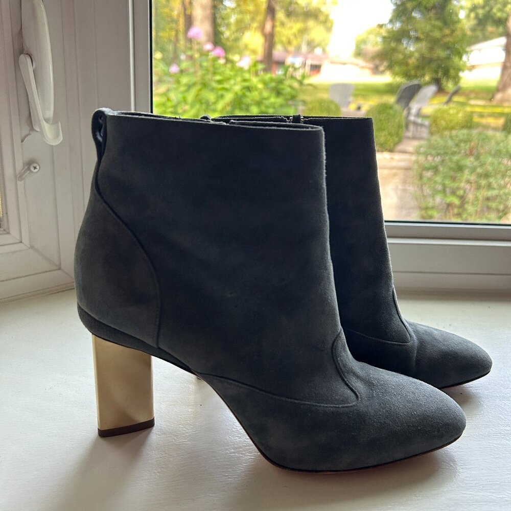 Nicholas Kirkwood suede booties with gold heel